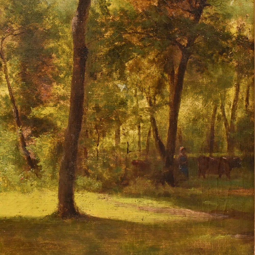 QP778 5a antique oil painting landscape natural painting XIX